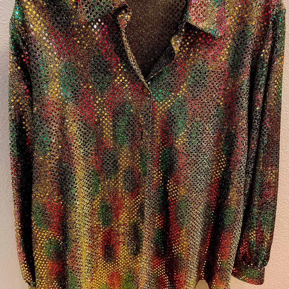 Flat sequin vintage long sleeve shirt